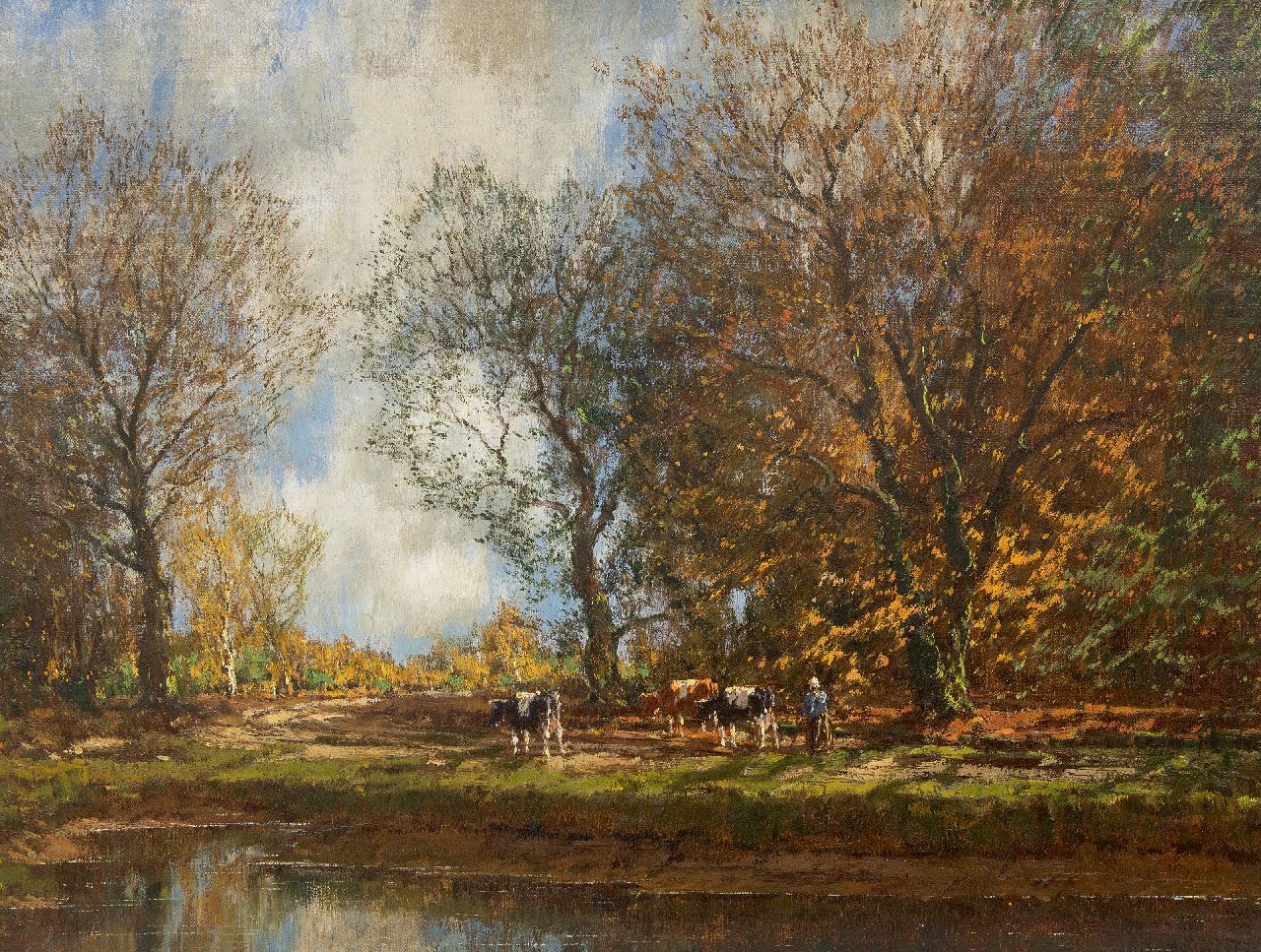 Gorter A.M.  | 'Arnold' Marc Gorter | Schilderijen te koop aangeboden | Koeien langs de Vordense Beek, olieverf op doek 58,6 x 76,3 cm, gesigneerd rechtsonder