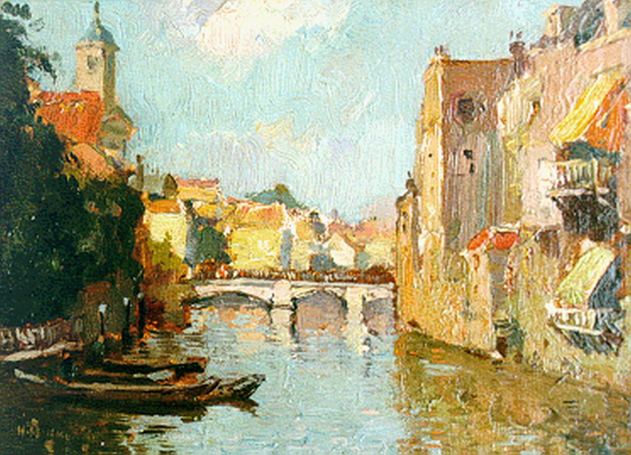 Bogman jr. H.A.C. | Hermanus Adrianus Charles 'Herman' Bogman jr., Gezicht op Dordtse gracht, 15,7 x 21,4 cm, gesigneerd linksonder Bogman jr. H.A.C. | Hermanus Adrianus Charles 'Herman' Bogman jr., Gezicht op Dordtse gracht, 15,7 x 21,4 cm, gesigneerd linksonder