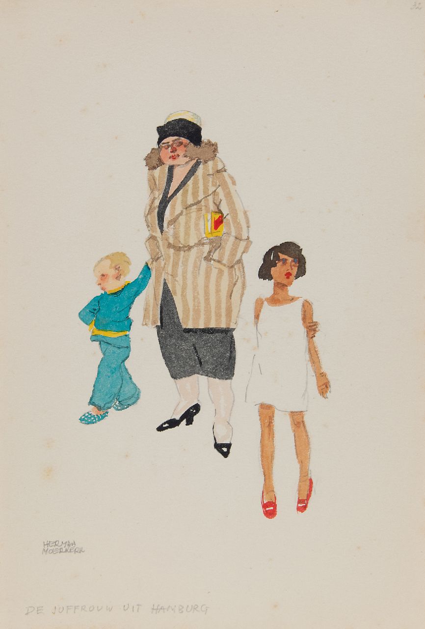 Moerkerk H.A.J.M. | Hermanus Antonius Josephus Maria 'Herman' Moerkerk | Aquarellen en tekeningen te koop aangeboden | De juffrouw uit Hamburg, potlood en aquarel op papier 25,5 x 17,1 cm, gesigneerd linksonder Moerkerk H.A.J.M. | Hermanus Antonius Josephus Maria 'Herman' Moerkerk | Aquarellen en tekeningen te koop aangeboden | De juffrouw uit Hamburg, potlood en aquarel op papier 25,5 x 17,1 cm, gesigneerd linksonder