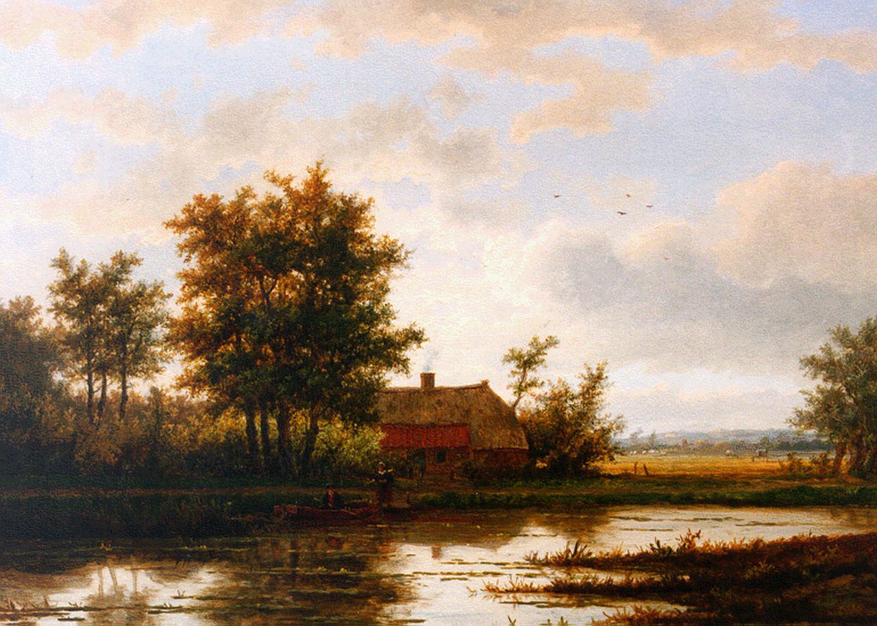 Melcher Tilmes J.H. | Jan Hermanus Melcher Tilmes, Boerderij aan de waterkant, olieverf op paneel 38,8 x 52,6 cm, gesigneerd rechtsonder Melcher Tilmes J.H. | Jan Hermanus Melcher Tilmes, Boerderij aan de waterkant, olieverf op paneel 38,8 x 52,6 cm, gesigneerd rechtsonder