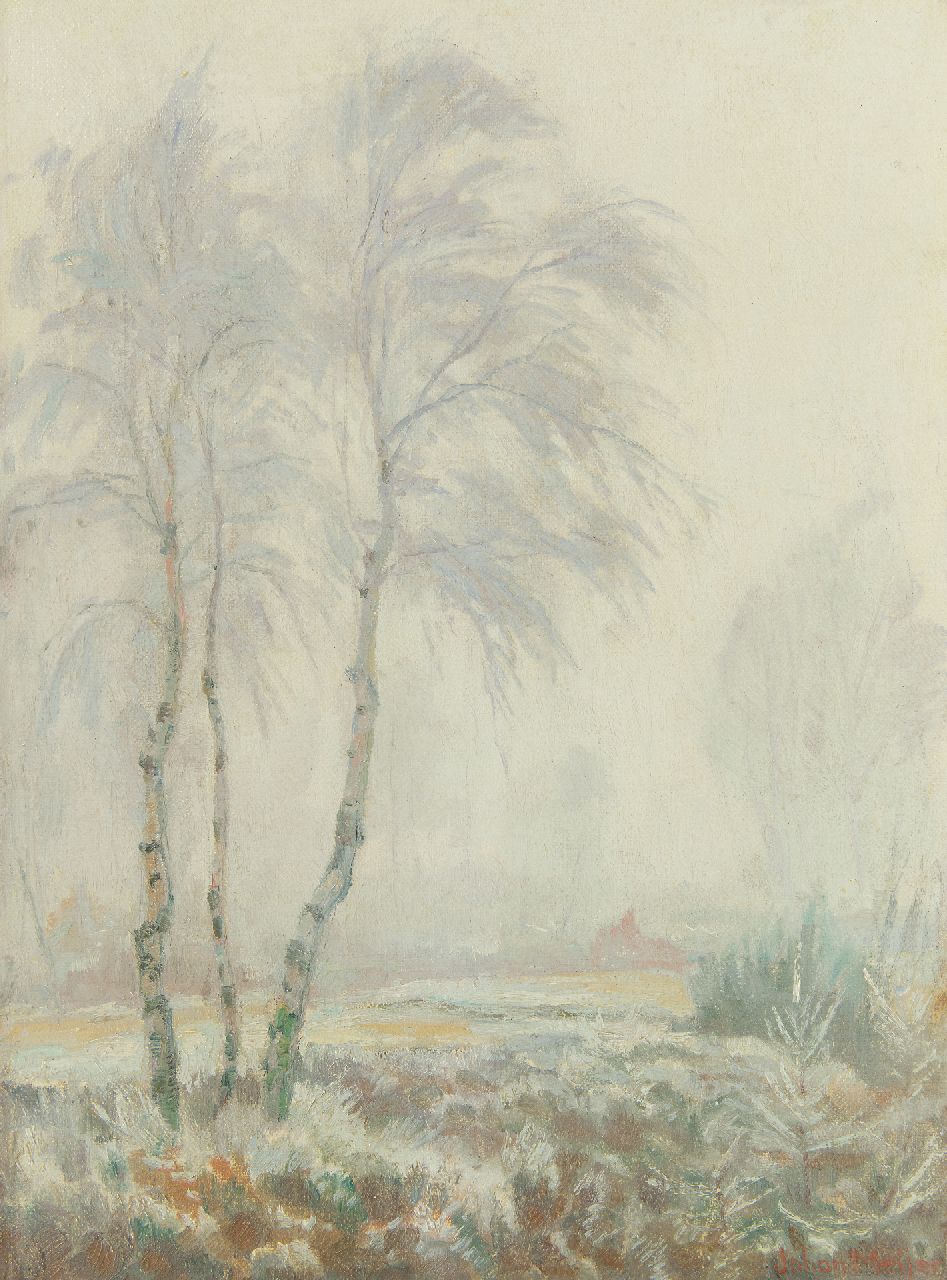 Meijer J.  | Johannes 'Johan' Meijer, Rijp en mist, olieverf op doek 38,5 x 28,8 cm, gesigneerd rechtsonder