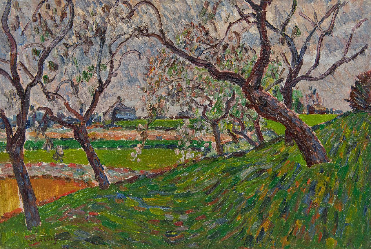 Anrooy J.A.M. van | 'Jan' Adriaan Marie van Anrooy, Landschap met bloesembomen, olieverf op doek 24,7 x 36,0 cm, gesigneerd linksonder Anrooy J.A.M. van | 'Jan' Adriaan Marie van Anrooy, Landschap met bloesembomen, olieverf op doek 24,7 x 36,0 cm, gesigneerd linksonder