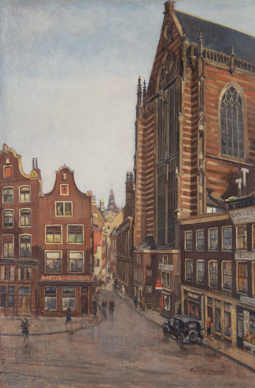 Haaren D.J. van | 'Dirk' Johannes van Haaren | Schilderijen te koop aangeboden | Achter de Nieuwe Kerk, Amsterdam, olieverf op doek 60,8 x 40,4 cm, gesigneerd rechtsonder en zonder lijst Haaren D.J. van | 'Dirk' Johannes van Haaren | Schilderijen te koop aangeboden | Achter de Nieuwe Kerk, Amsterdam, olieverf op doek 60,8 x 40,4 cm, gesigneerd rechtsonder en zonder lijst