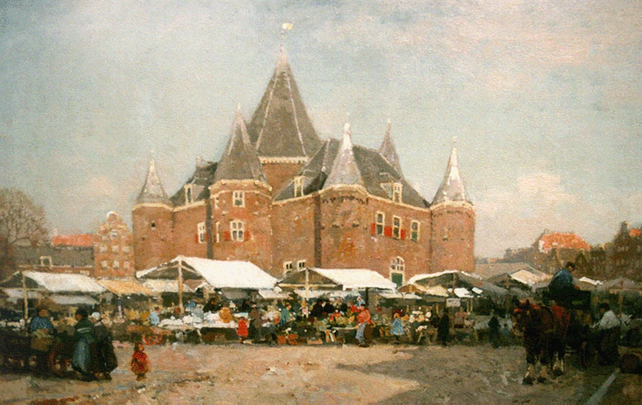 Vreedenburgh C. | Cornelis Vreedenburgh, Gezicht op Amsterdam bij de Waag, olieverf op doek 51,0 x 75,3 cm, gesigneerd linksonder en gedateerd 1920 Vreedenburgh C. | Cornelis Vreedenburgh, Gezicht op Amsterdam bij de Waag, olieverf op doek 51,0 x 75,3 cm, gesigneerd linksonder en gedateerd 1920