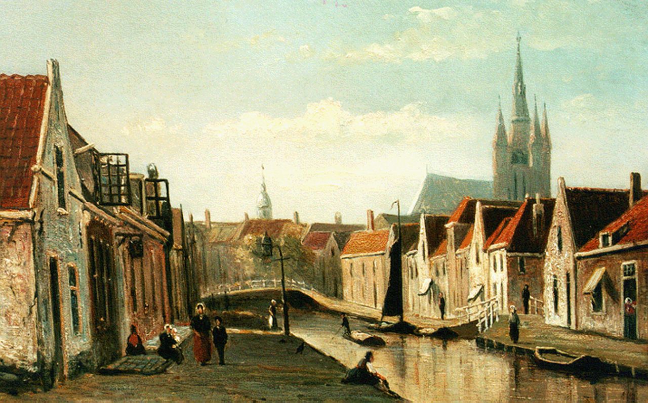Heppener J.J. | Johannes Jacobus 'Jan' Heppener, Het Rietveld van Delft, olieverf op paneel 24,1 x 34,8 cm, gesigneerd linksonder en gedateerd 1875 Heppener J.J. | Johannes Jacobus 'Jan' Heppener, Het Rietveld van Delft, olieverf op paneel 24,1 x 34,8 cm, gesigneerd linksonder en gedateerd 1875