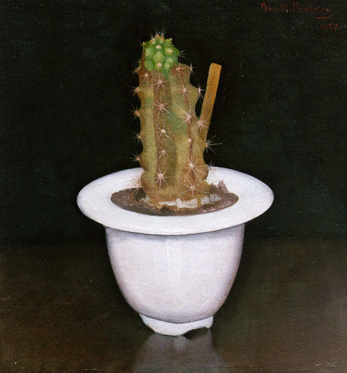 Wittenberg J.H.W. | 'Jan' Hendrik Willem Wittenberg, Cactus in wit potje, olieverf op doek op paneel 17,0 x 15,7 cm, gesigneerd rechtsboven en gedateerd 1927 Wittenberg J.H.W. | 'Jan' Hendrik Willem Wittenberg, Cactus in wit potje, olieverf op doek op paneel 17,0 x 15,7 cm, gesigneerd rechtsboven en gedateerd 1927