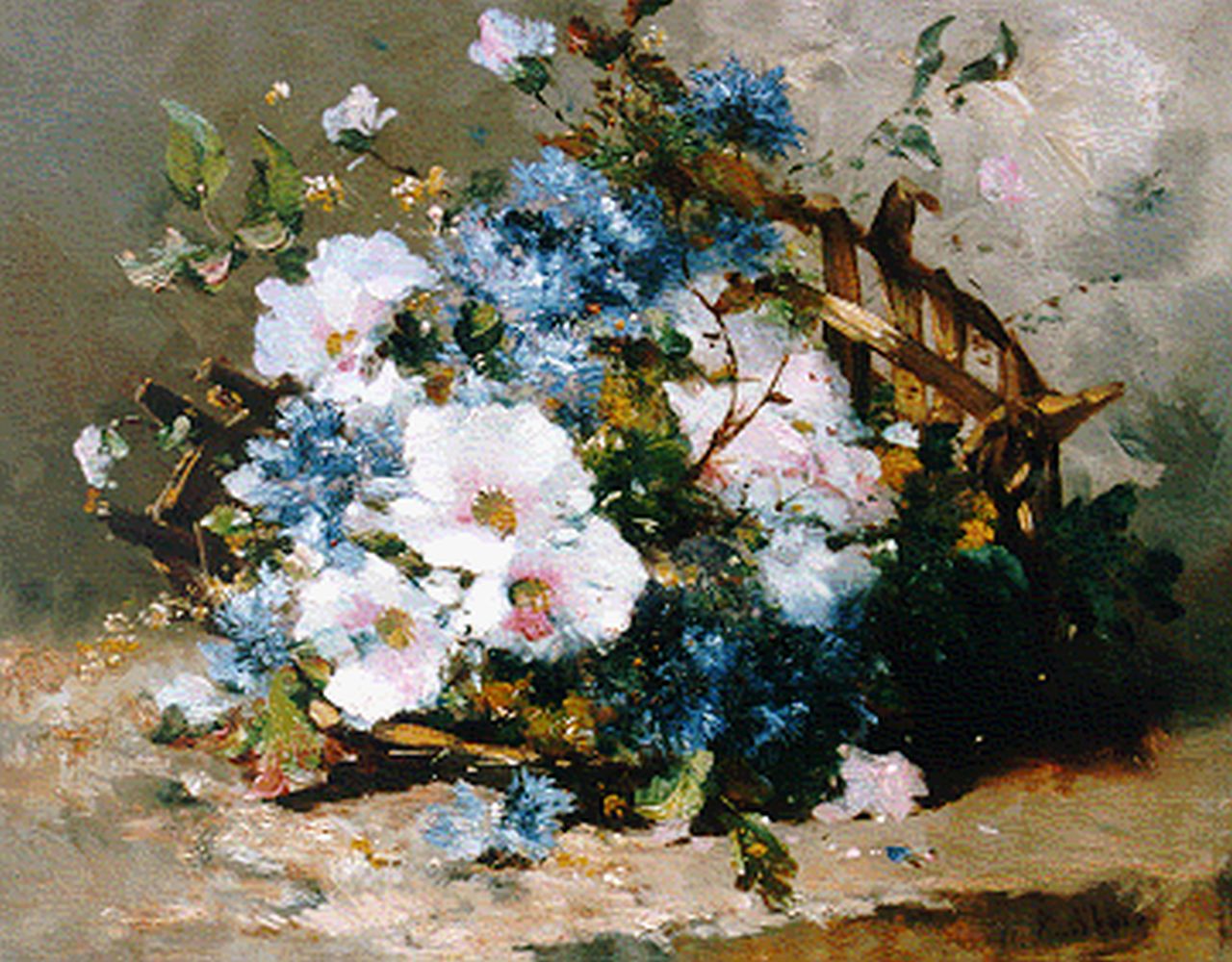 Cauchois E.H. | Eugène-Henri Cauchois, Wilde rozen en korenbloemen, olieverf op doek 37,7 x 46,2 cm, gesigneerd rechtsonder Cauchois E.H. | Eugène-Henri Cauchois, Wilde rozen en korenbloemen, olieverf op doek 37,7 x 46,2 cm, gesigneerd rechtsonder
