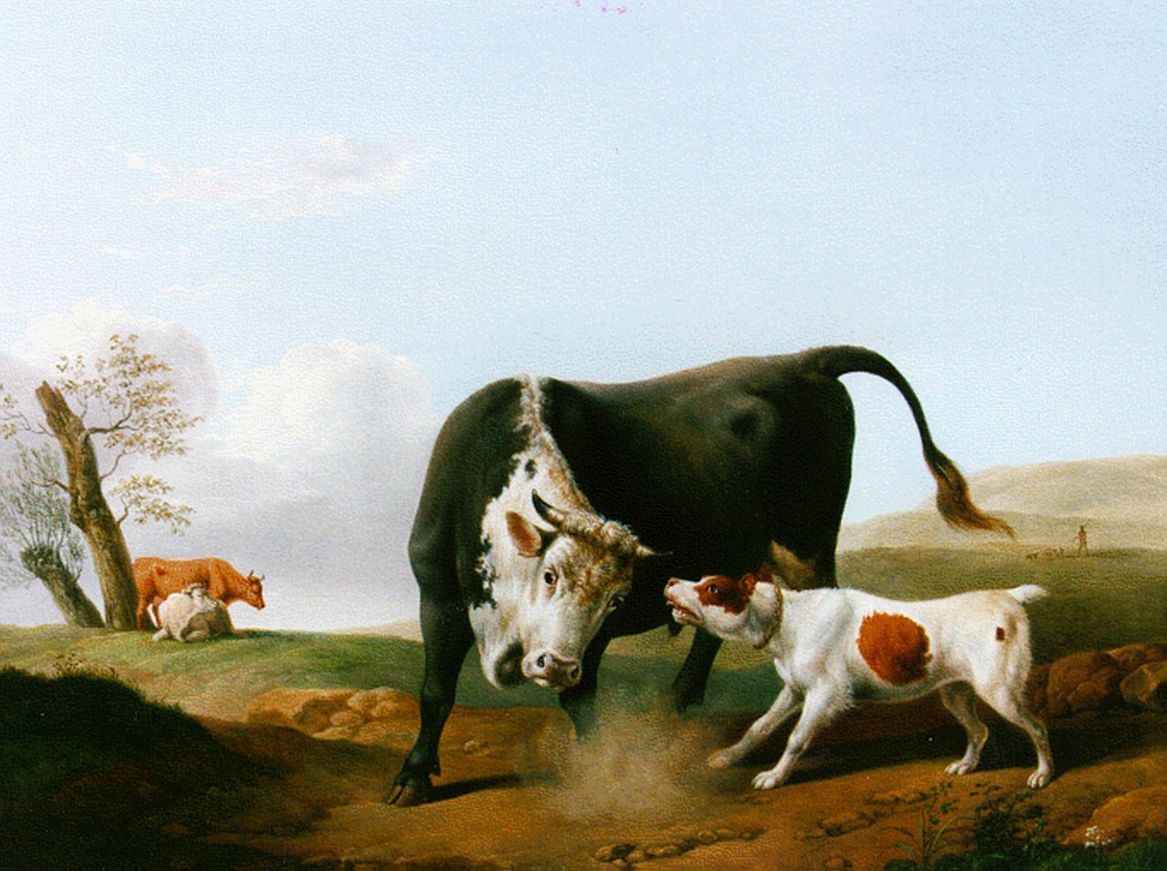 Dallinger von Dalling A.J. | Alexander Johann Dallinger von Dalling, De uitdaging, olieverf op paneel 30,0 x 36,3 cm, gesigneerd linksonder en gedateerd 1837 Dallinger von Dalling A.J. | Alexander Johann Dallinger von Dalling, De uitdaging, olieverf op paneel 30,0 x 36,3 cm, gesigneerd linksonder en gedateerd 1837