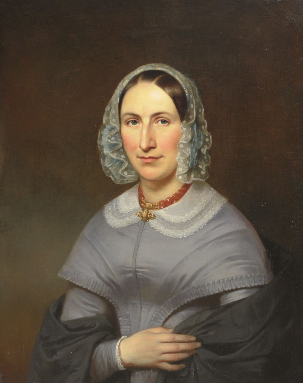 Bastiaan de Poorter | Portret van mevrouw Teixera de Mattos, olieverf op doek, 81,4 x 64,8 cm, gesigneerd l.b. en gedateerd 1844, zonder lijst Bastiaan de Poorter | Portret van mevrouw Teixera de Mattos, olieverf op doek, 81,4 x 64,8 cm, gesigneerd l.b. en gedateerd 1844, zonder lijst