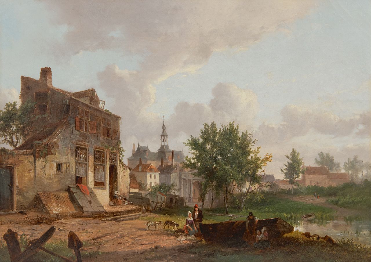 Pelgrom J.  | Jacobus Pelgrom, De rand van een Hollands stadje, olieverf op doek 44,2 x 63,1 cm, gesigneerd linksonder