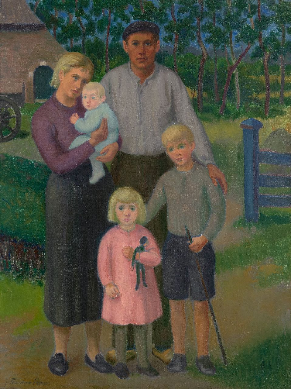 Franken J.P.J.  | Joannes Petrus Josephus 'Jan' Franken, Boerenfamilie, olieverf op doek 60,3 x 45,4 cm, gesigneerd linksonder