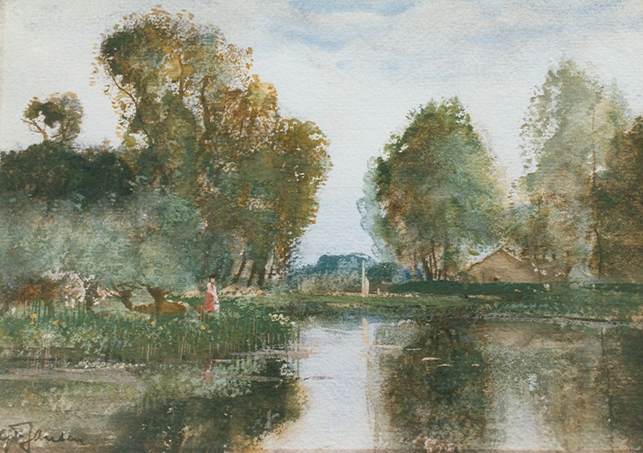 Jansen W.G.F. | 'Willem' George Frederik Jansen, Poldervaart, aquarel op papier 17,5 x 25,0 cm, gesigneerd linksonder Jansen W.G.F. | 'Willem' George Frederik Jansen, Poldervaart, aquarel op papier 17,5 x 25,0 cm, gesigneerd linksonder