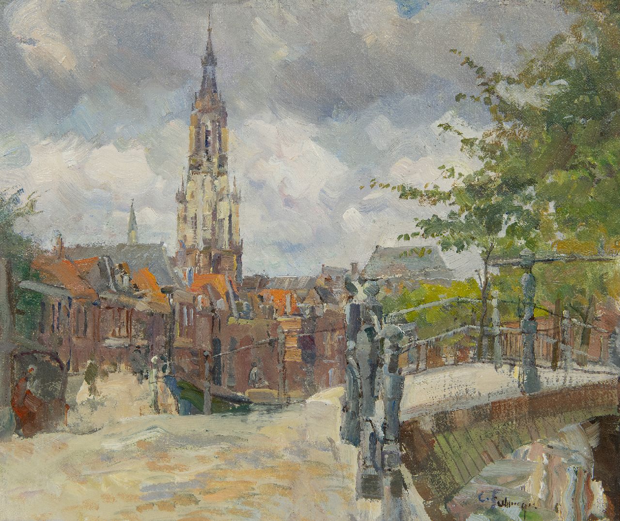 Fahringer C. | Carl Fahringer | Schilderijen te koop aangeboden | Gezicht op de Nieuwe Kerk, Delft, olieverf op doek op board 29,9 x 34,9 cm, gesigneerd rechtsonder en zonder lijst Fahringer C. | Carl Fahringer | Schilderijen te koop aangeboden | Gezicht op de Nieuwe Kerk, Delft, olieverf op doek op board 29,9 x 34,9 cm, gesigneerd rechtsonder en zonder lijst