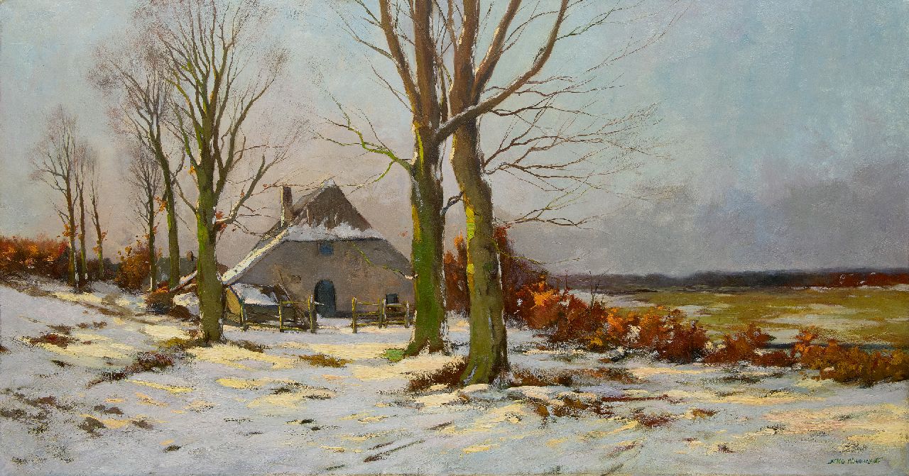 Xeno Münninghoff | Gelderse boerderij in de sneeuw, olieverf op doek, 80,4 x 151,1 cm, gesigneerd r.o. Xeno Münninghoff | Gelderse boerderij in de sneeuw, olieverf op doek, 80,4 x 151,1 cm, gesigneerd r.o.