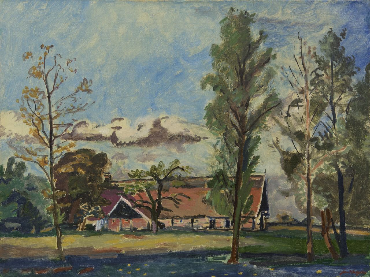 Wiegers J. | Jan Wiegers | Schilderijen te koop aangeboden | Boerderij te Saasveld, Twente, olieverf op doek 46,6 x 61,2 cm, gesigneerd rechtsonder en gedateerd '40 Wiegers J. | Jan Wiegers | Schilderijen te koop aangeboden | Boerderij te Saasveld, Twente, olieverf op doek 46,6 x 61,2 cm, gesigneerd rechtsonder en gedateerd '40