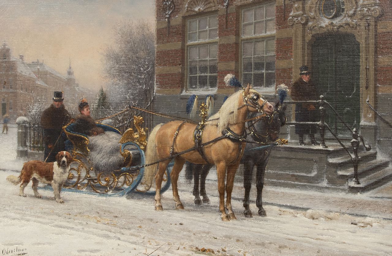 Eerelman O. | Otto Eerelman | Schilderijen te koop aangeboden | Arrenslee in de stad, olieverf op doek 60,3 x 90,3 cm, gesigneerd linksonder Eerelman O. | Otto Eerelman | Schilderijen te koop aangeboden | Arrenslee in de stad, olieverf op doek 60,3 x 90,3 cm, gesigneerd linksonder
