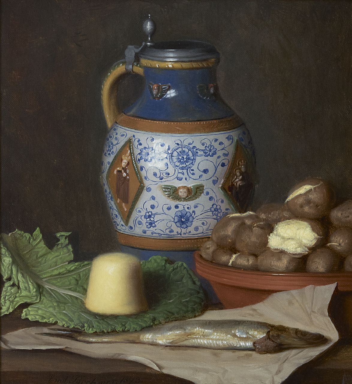 Emil Brehmer | Keukenstilleven, olieverf op doek, 31,0 x 28,4 cm, gesigneerd l.o. en gedateerd 1873 Emil Brehmer | Keukenstilleven, olieverf op doek, 31,0 x 28,4 cm, gesigneerd l.o. en gedateerd 1873