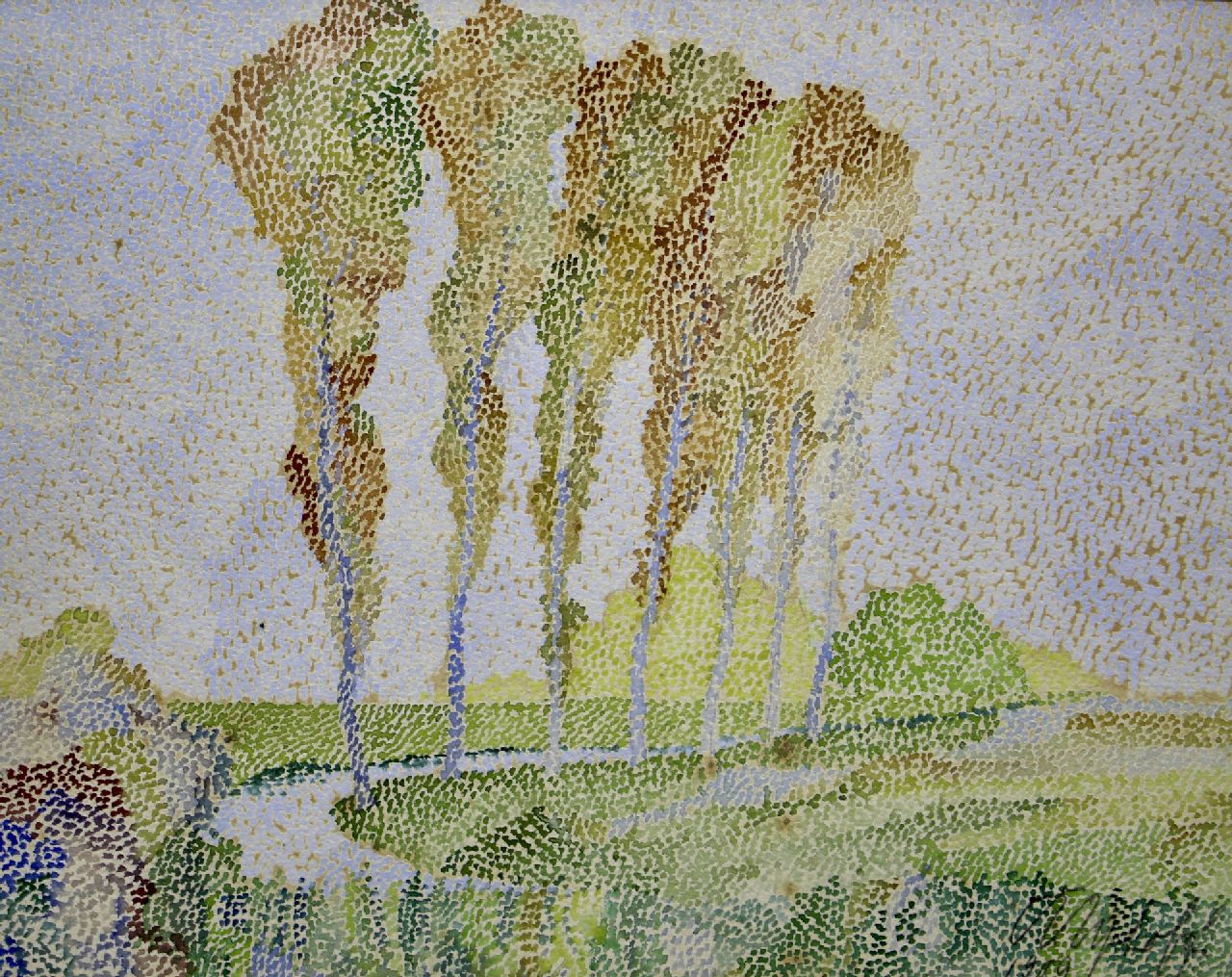 Europese School, 20e eeuw | Herfstlandschap, aquarel op papier, 21,0 x 27,5 cm, gesigneerd r.o. en gedateerd 1909