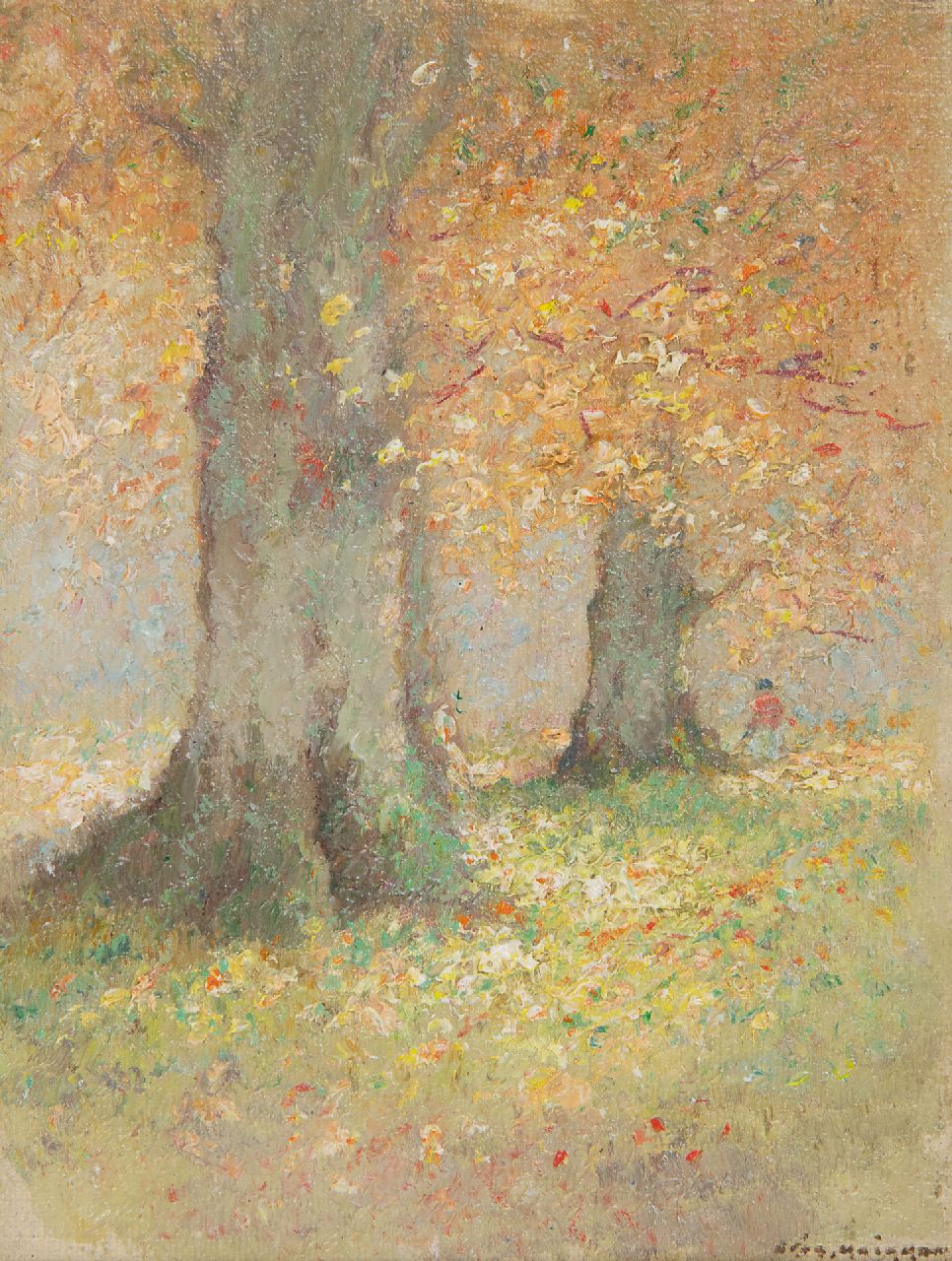 Knikker A. | Aris Knikker | Schilderijen te koop aangeboden | Beuken in de herfst, olieverf op doek op board 15,4 x 11,6 cm, gesigneerd rechtsonder Knikker A. | Aris Knikker | Schilderijen te koop aangeboden | Beuken in de herfst, olieverf op doek op board 15,4 x 11,6 cm, gesigneerd rechtsonder