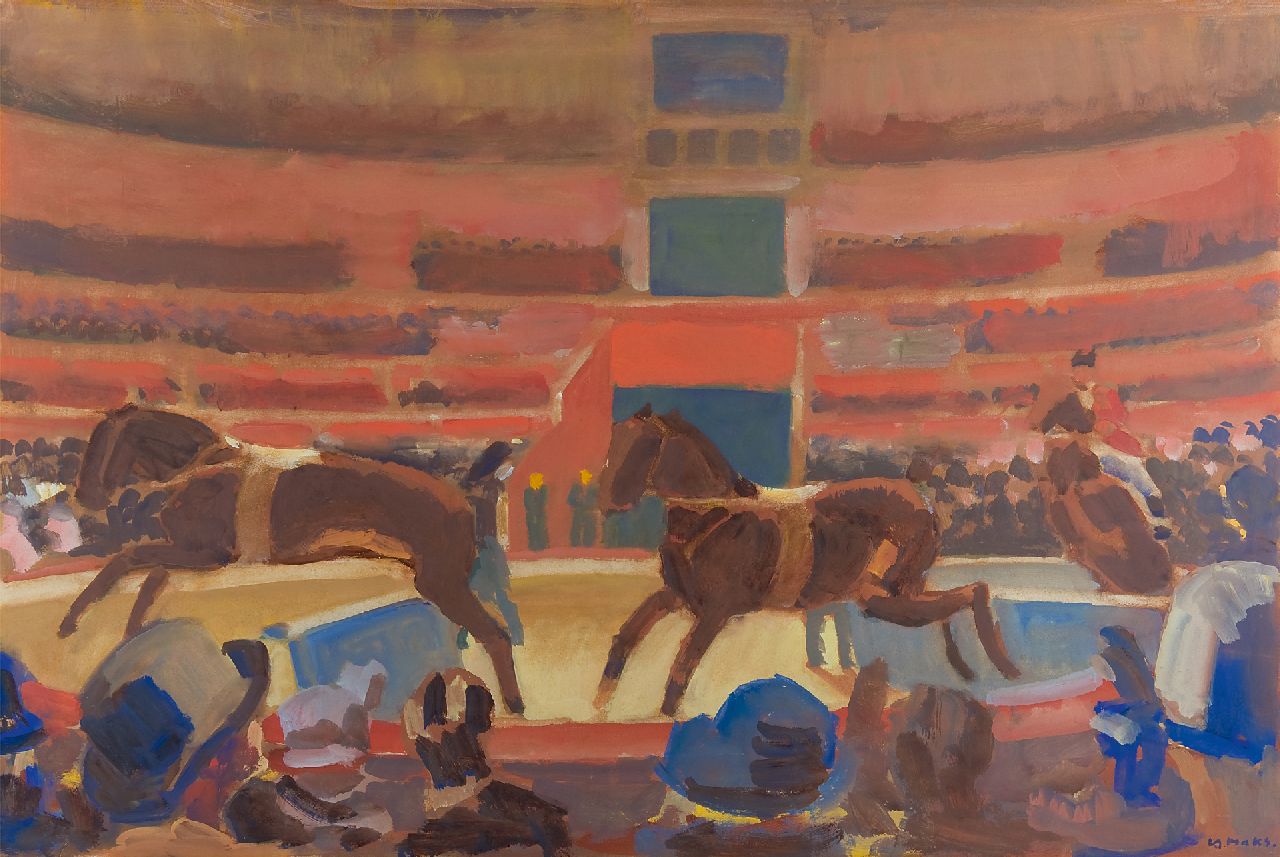 Maks C.J.  | Cornelis Johannes 'Kees' Maks | Aquarellen en tekeningen te koop aangeboden | Triple tandem, aquarel en gouache op papier 59,4 x 89,4 cm, gesigneerd rechtsonder