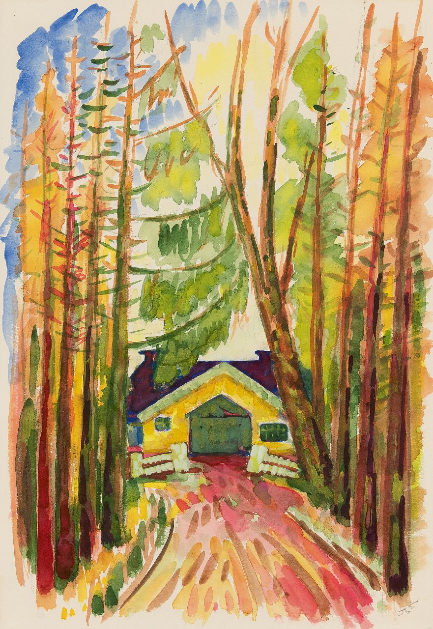 Simon Steenmeijer | Landweg, Groningen, krijt en aquarel op papier, 54,8 x 37,6 cm, gesigneerd r.o. met monogram Simon Steenmeijer | Landweg, Groningen, krijt en aquarel op papier, 54,8 x 37,6 cm, gesigneerd r.o. met monogram