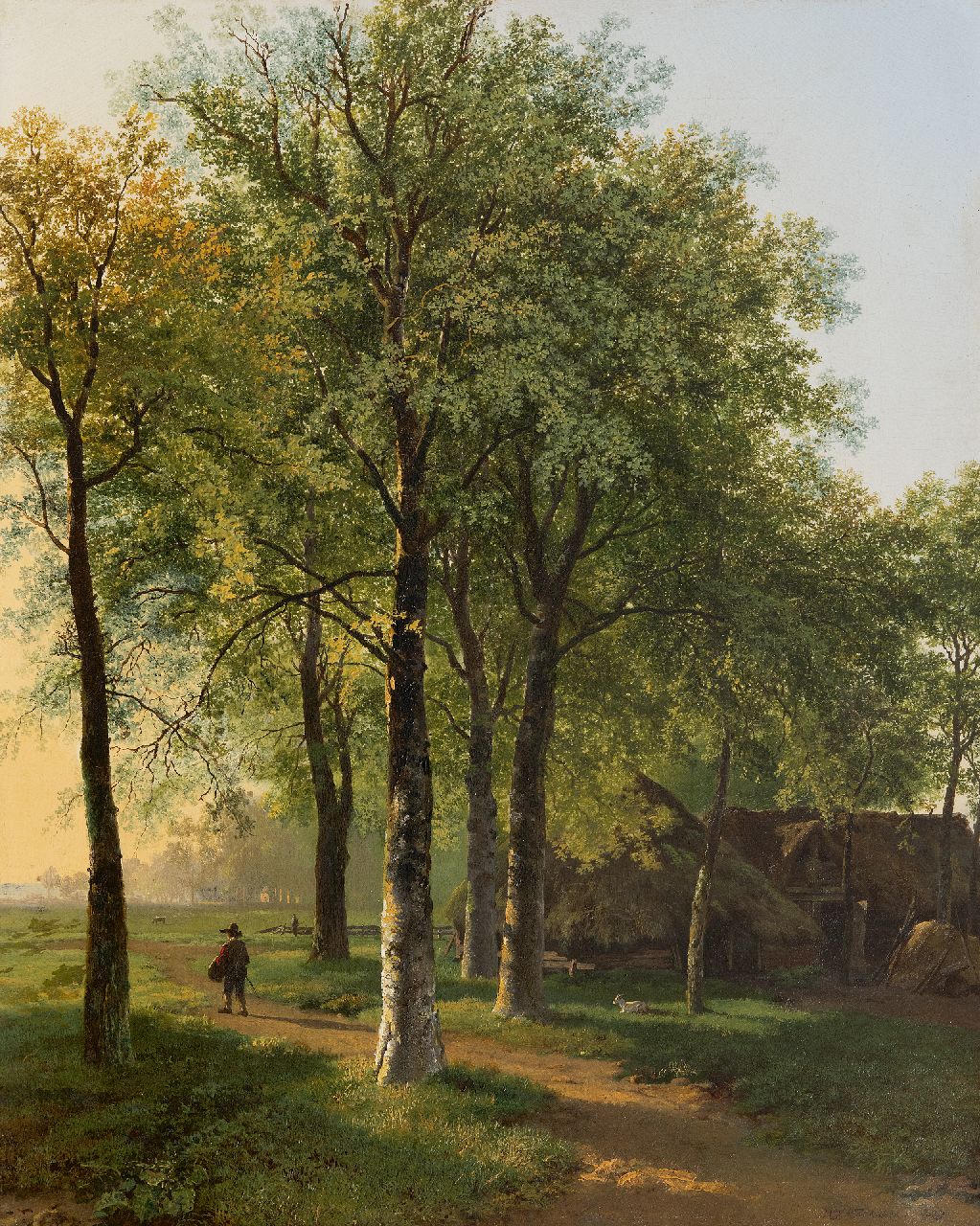Koekkoek B.C.  | Barend Cornelis Koekkoek, Wandelaar op een bospad in fel zonlicht, olieverf op doek 54,6 x 44,4 cm, gesigneerd rechtsonder en gedateerd 1829