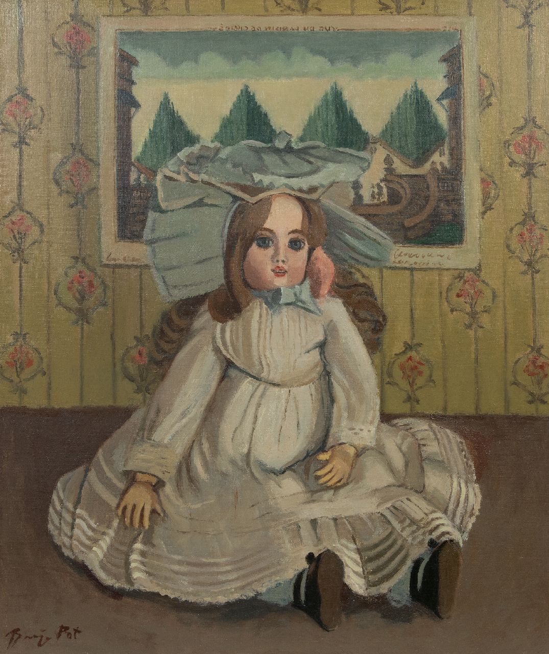 Pot B.  | Basje Pot | Schilderijen te koop aangeboden | La belle au chapeau, olieverf op doek 89,9 x 74,8 cm, gesigneerd linksonder