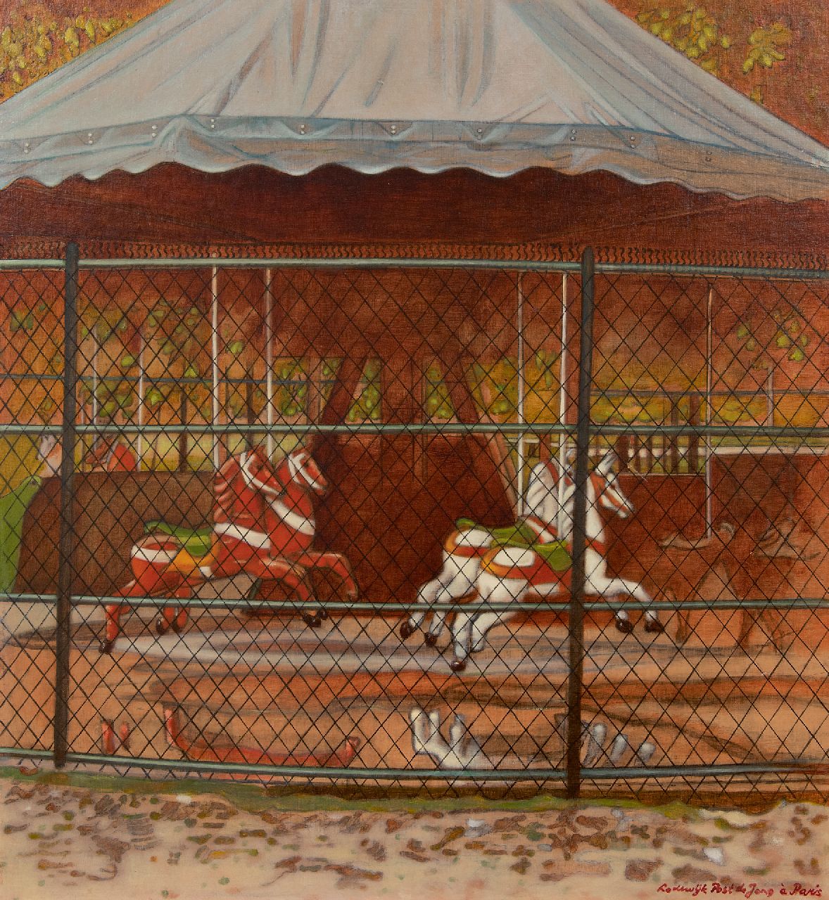 Post de Jong L.N.  | Lodewijk Nicolaas Post de Jong | Schilderijen te koop aangeboden | Carrousel in Parijs, olieverf op board 62,2 x 56,8 cm, gesigneerd rechtsonder en zonder lijst