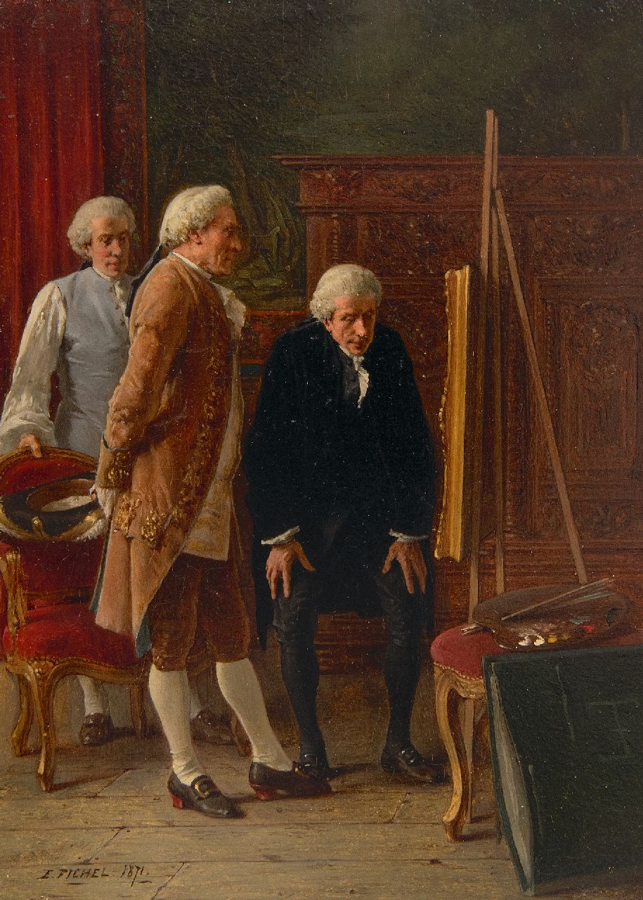 Fichel B.E. | Benjamin 'Eugène' Fichel | Schilderijen te koop aangeboden | De kunstkenner, olieverf op paneel 21,8 x 15,8 cm, gesigneerd linksonder en gedateerd 1871 Fichel B.E. | Benjamin 'Eugène' Fichel | Schilderijen te koop aangeboden | De kunstkenner, olieverf op paneel 21,8 x 15,8 cm, gesigneerd linksonder en gedateerd 1871