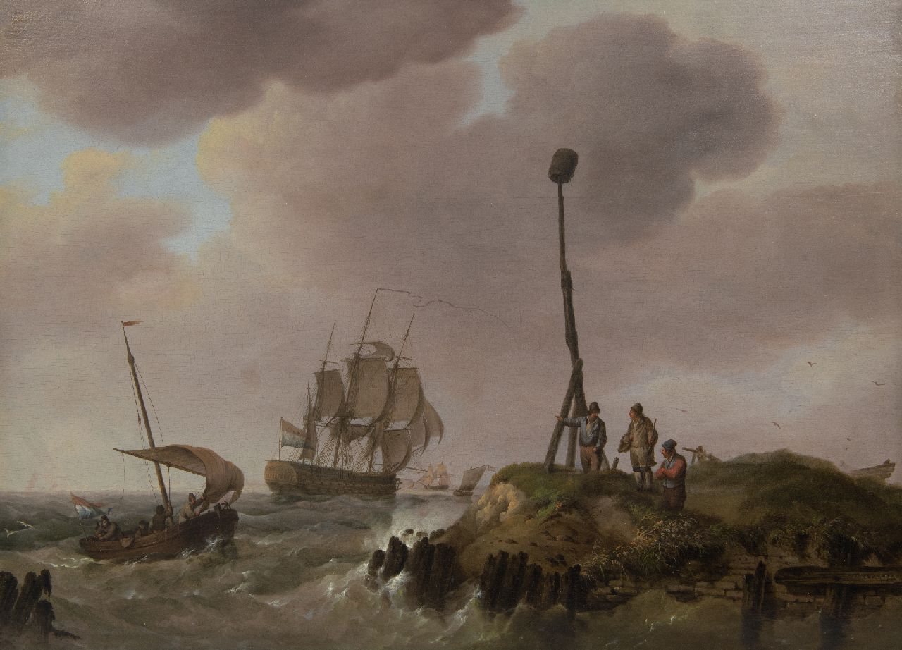 Koekkoek J.H. | Johannes Hermanus Koekkoek, Engels oorlogsschip in de Zeeuwse wateren, olieverf op paneel 35,6 x 48,8 cm, gesigneerd rechtsonder Koekkoek J.H. | Johannes Hermanus Koekkoek, Engels oorlogsschip in de Zeeuwse wateren, olieverf op paneel 35,6 x 48,8 cm, gesigneerd rechtsonder