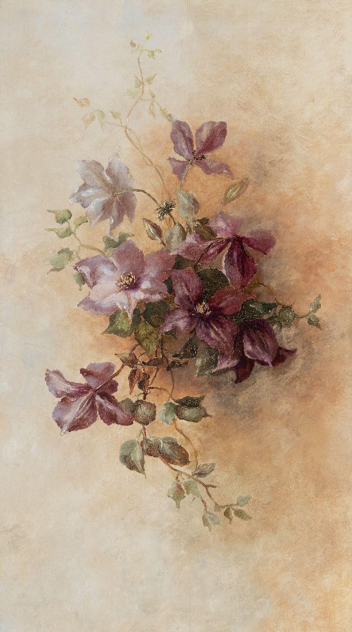 Quarles van Ufford Ph.A.M.  | Philippine Anne Madeleine Quarles van Ufford, Stilleven van Clematistakken, olieverf op paneel 79,0 x 45,0 cm