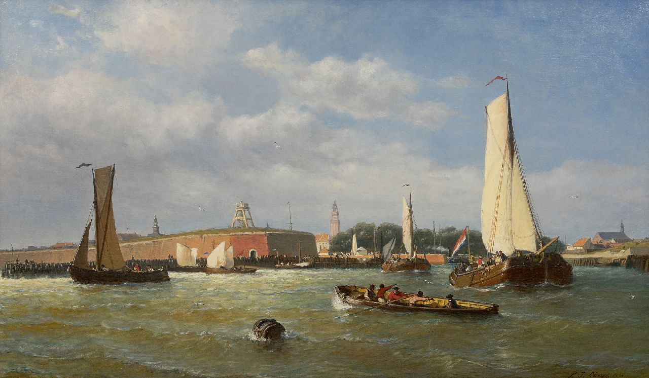 Clays P.J. | Paul Jean Clays | Schilderijen te koop aangeboden | Zeilwedstrijd op de rede van Vlissingen, olieverf op doek 60,1 x 100,0 cm, gesigneerd rechtsonder en gedateerd 1860 Clays P.J. | Paul Jean Clays | Schilderijen te koop aangeboden | Zeilwedstrijd op de rede van Vlissingen, olieverf op doek 60,1 x 100,0 cm, gesigneerd rechtsonder en gedateerd 1860