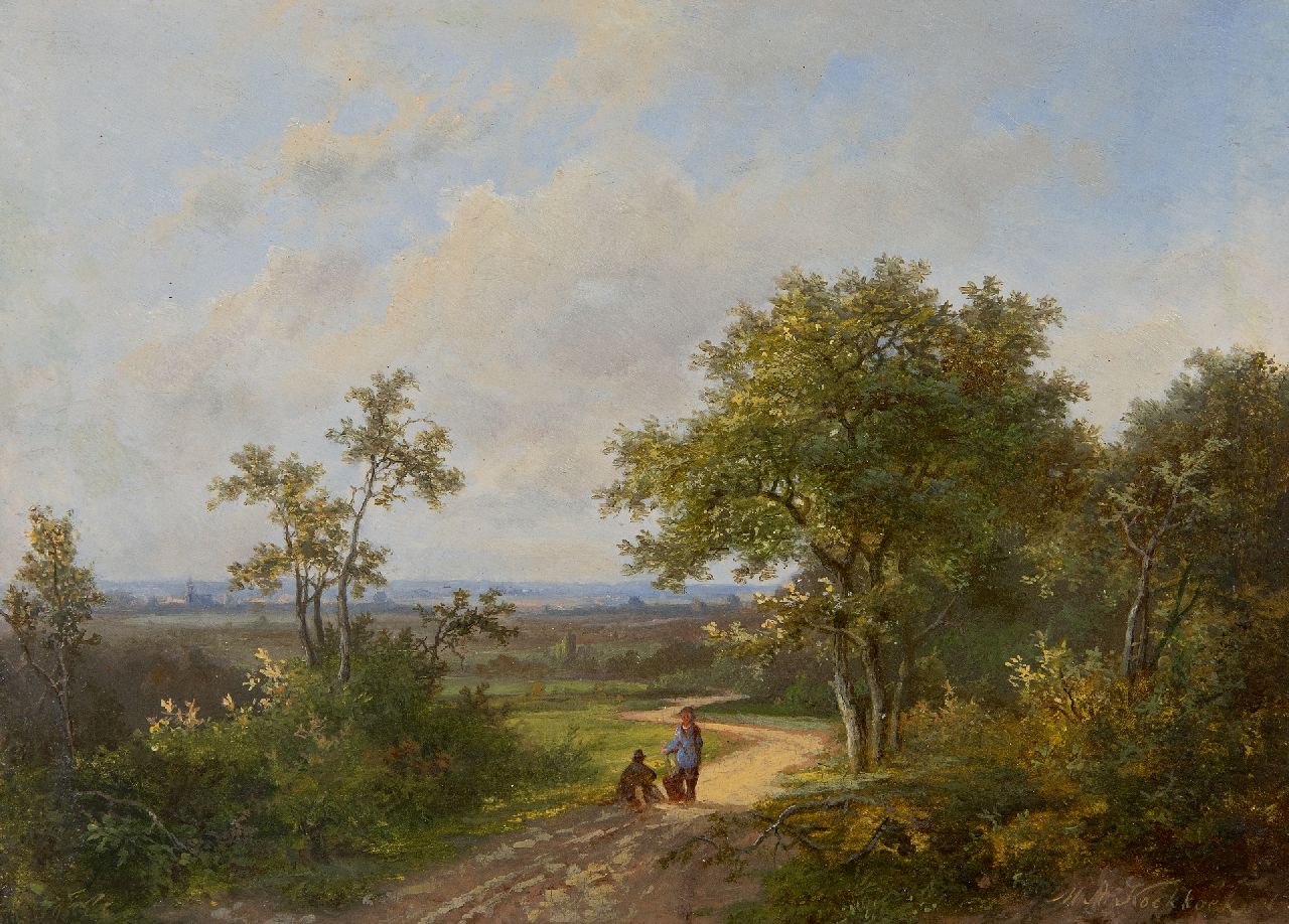 Koekkoek I M.A. | Marinus Adrianus Koekkoek I | Schilderijen te koop aangeboden | Figuren op een pad langs de bosrand, olieverf op paneel 21,7 x 28,7 cm, gesigneerd rechtsonder en gedateerd '67 Koekkoek I M.A. | Marinus Adrianus Koekkoek I | Schilderijen te koop aangeboden | Figuren op een pad langs de bosrand, olieverf op paneel 21,7 x 28,7 cm, gesigneerd rechtsonder en gedateerd '67