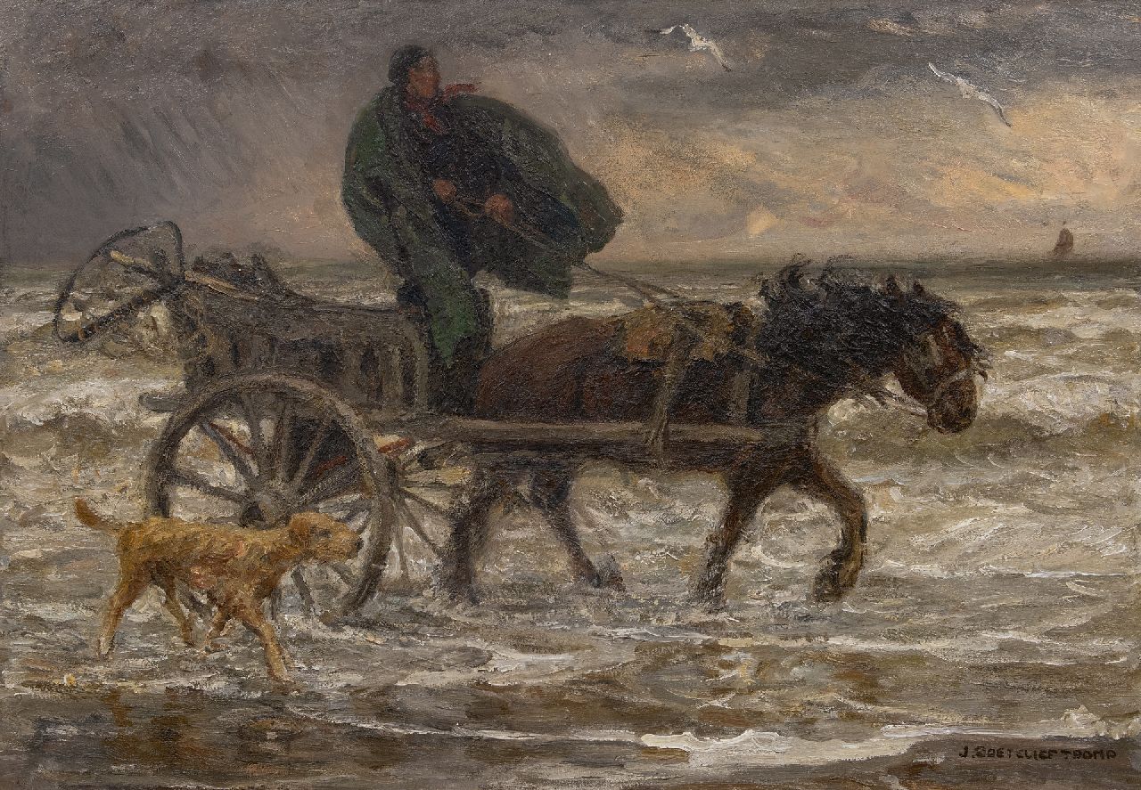 Zoetelief Tromp J. | Johannes 'Jan' Zoetelief Tromp | Schilderijen te koop aangeboden | Rijdende schelpenvisser, olieverf op doek 66,2 x 96,8 cm, gesigneerd rechtsonder Zoetelief Tromp J. | Johannes 'Jan' Zoetelief Tromp | Schilderijen te koop aangeboden | Rijdende schelpenvisser, olieverf op doek 66,2 x 96,8 cm, gesigneerd rechtsonder