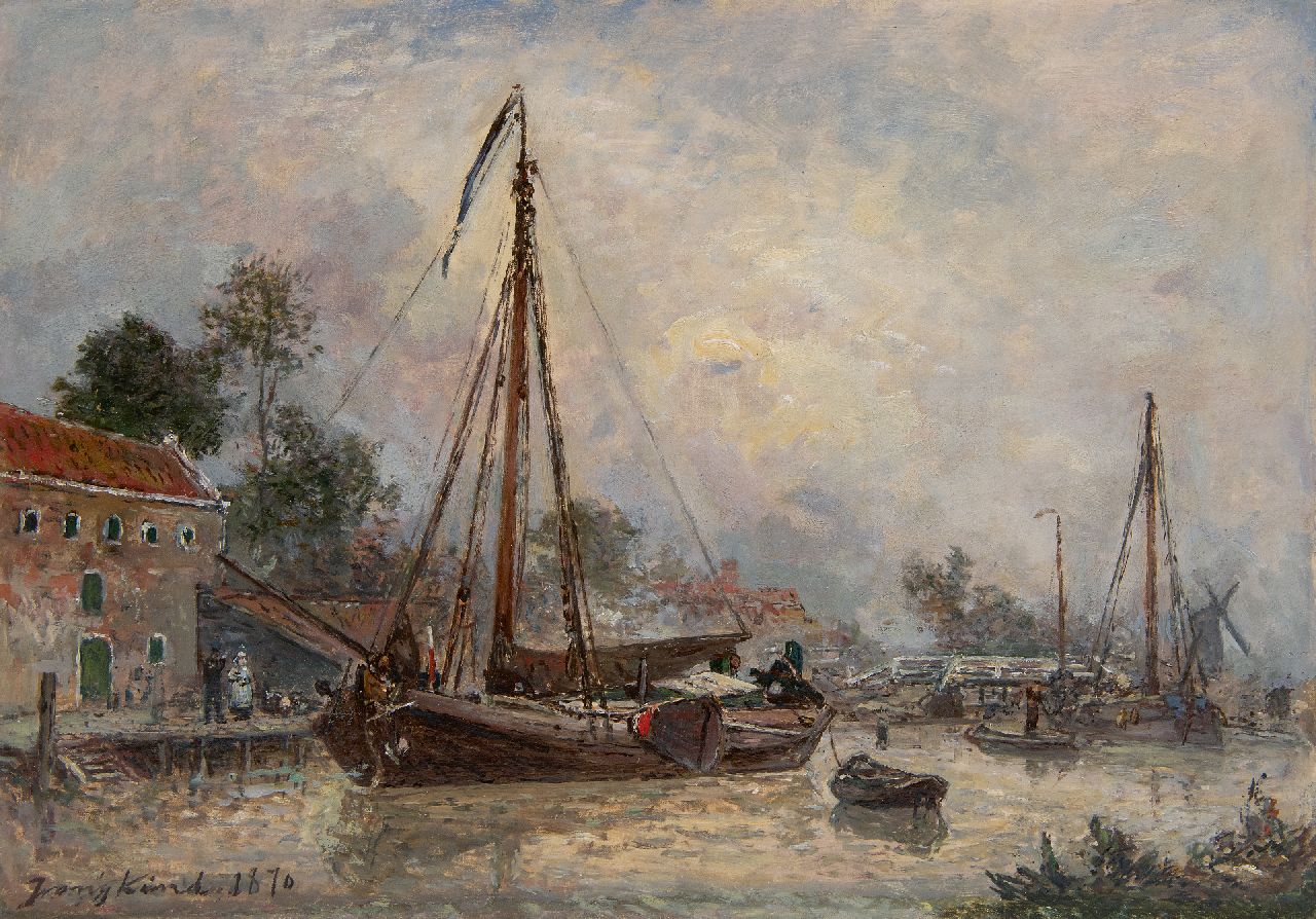 Jongkind J.B. | Johan Barthold Jongkind, Environs de Dordrecht, olieverf op doek 33,5 x 46,4 cm, gesigneerd linksonder en gedateerd 1870 Jongkind J.B. | Johan Barthold Jongkind, Environs de Dordrecht, olieverf op doek 33,5 x 46,4 cm, gesigneerd linksonder en gedateerd 1870