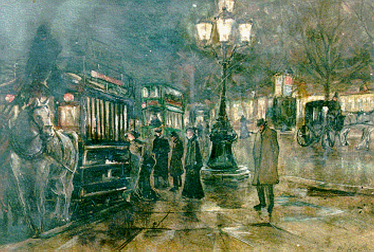 Kramer P.C.  | Pieter Cornelis 'Piet' Kramer, Stad bij nacht, 28,5 x 41,0 cm, gesigneerd rechtsonder en gedateerd 3-10-04