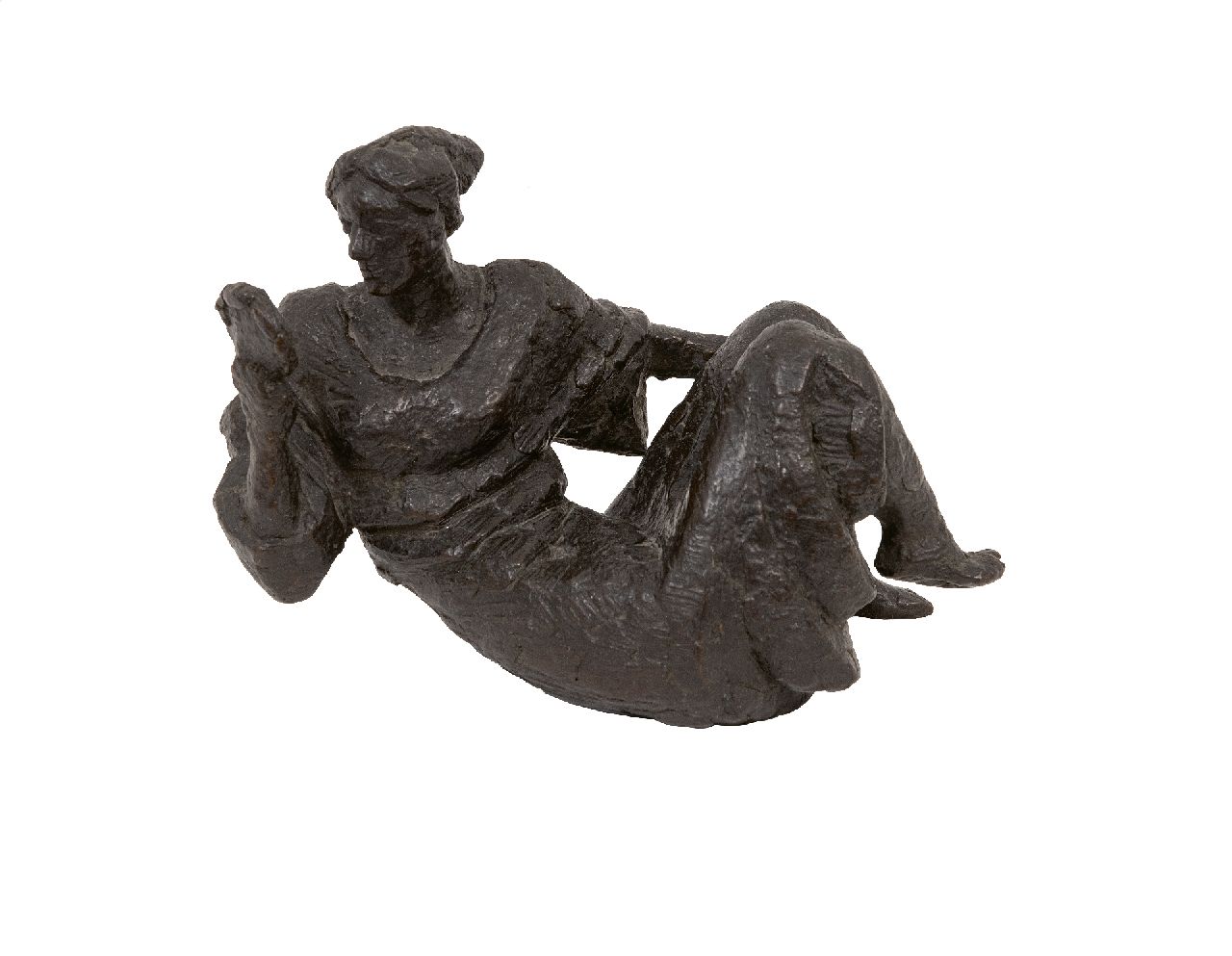 Onbekend Duitse School  | Onbekend | Beelden en objecten te koop aangeboden | Liggende dame met handspiegel, brons 14,0 x 20,0 cm