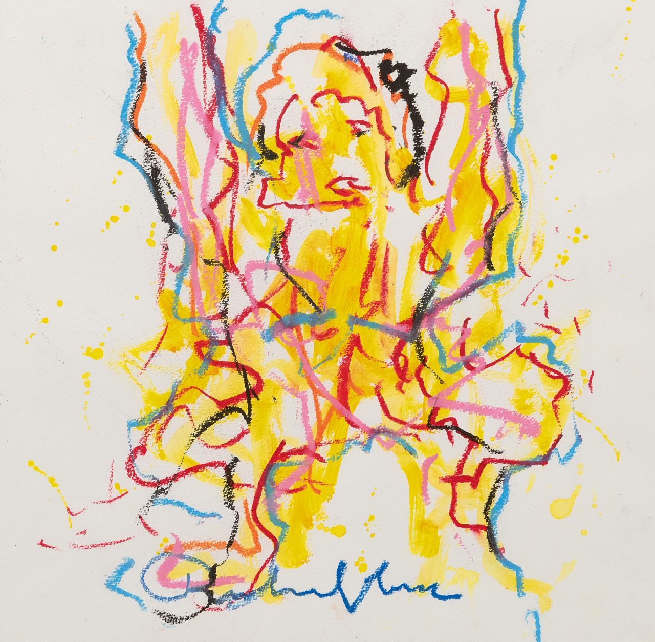 Heyboer A.  | Anton Heyboer | Aquarellen en tekeningen te koop aangeboden | Zonder titel, krijt en aquarel op papier 42,5 x 42,5 cm, gesigneerd middenonder