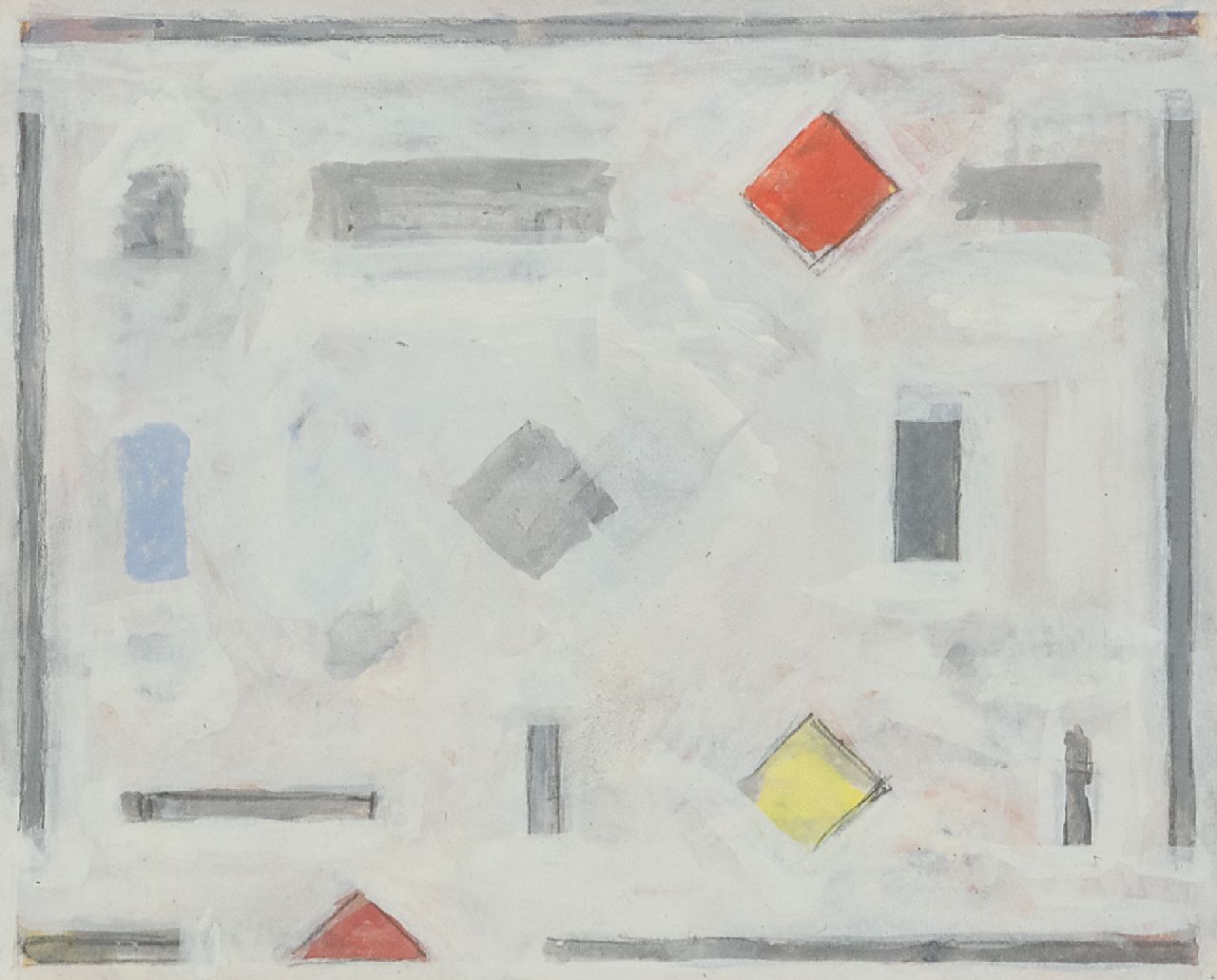 Leck B.A. van der | 'Bart' Anthony van der Leck | Aquarellen en tekeningen te koop aangeboden | Compositie (ontwerp voor een tapijt), gouache op papier 13,5 x 16,5 cm, te dateren vroege jaren 30 Leck B.A. van der | 'Bart' Anthony van der Leck | Aquarellen en tekeningen te koop aangeboden | Compositie (ontwerp voor een tapijt), gouache op papier 13,5 x 16,5 cm, te dateren vroege jaren 30