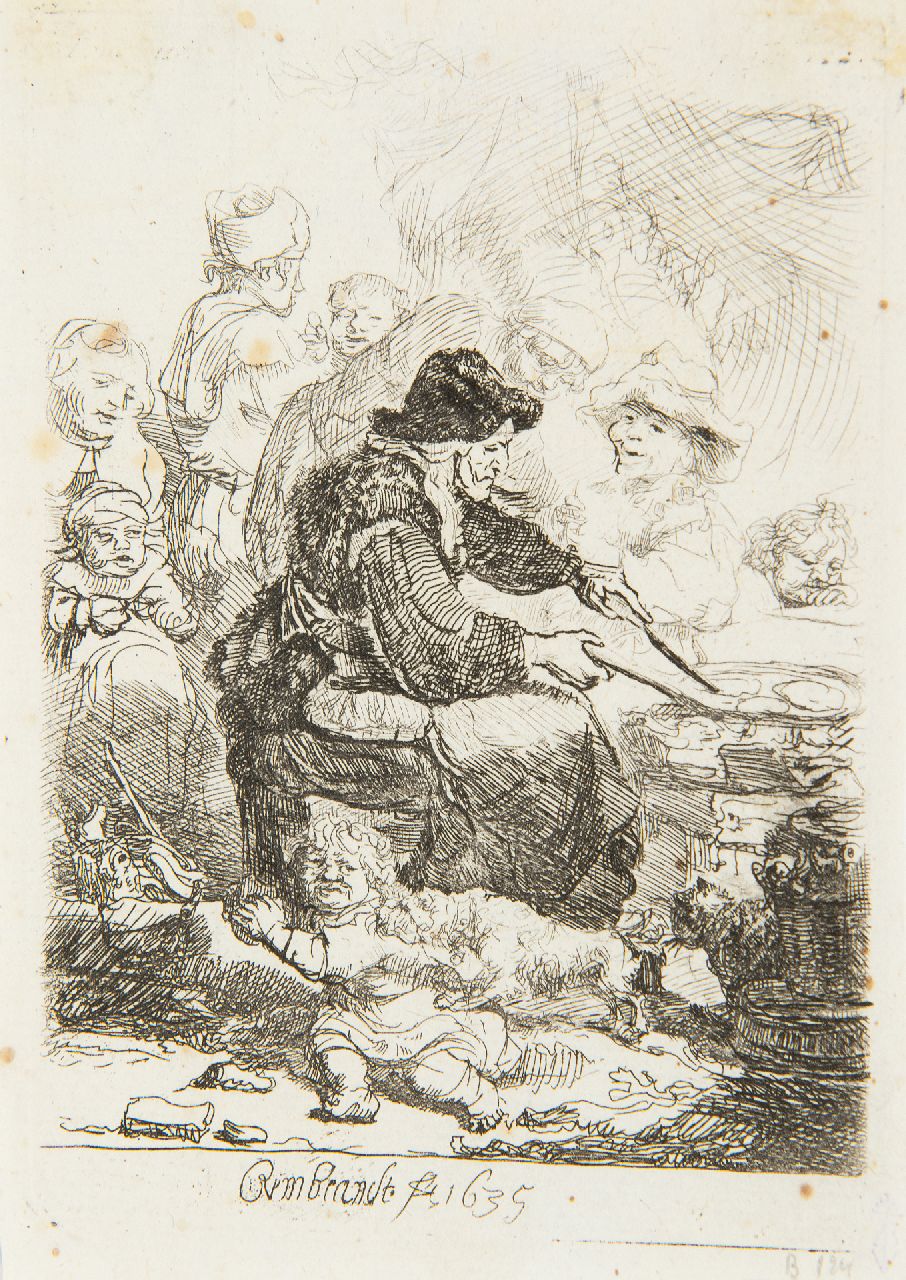 Rembrandt (Rembrandt Harmensz. van Rijn) | Rembrandt (Rembrandt Harmensz. van Rijn), De pannenkoekenbakster, ets op papier 10,9 x 7,8 cm, gesigneerd middenonder (in de plaat) en gedateerd 1635 (in de plaat) Rembrandt (Rembrandt Harmensz. van Rijn) | Rembrandt (Rembrandt Harmensz. van Rijn), De pannenkoekenbakster, ets op papier 10,9 x 7,8 cm, gesigneerd middenonder (in de plaat) en gedateerd 1635 (in de plaat)