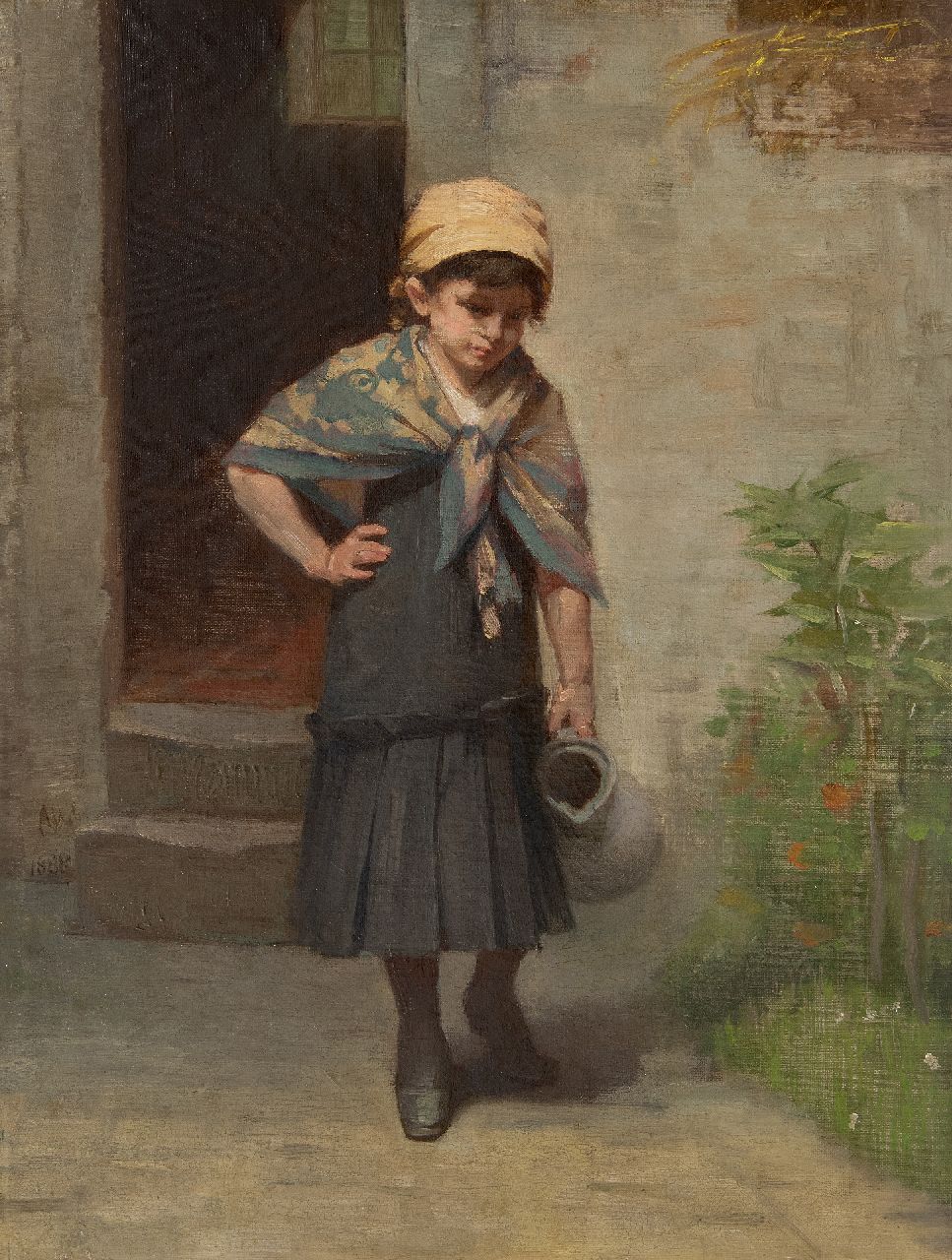 Allebé A. | Augustus Allebé | Schilderijen te koop aangeboden | Een lege kan, olieverf op doek 52,1 x 39,2 cm, gesigneerd links van het midden en gedateerd 1888, zonder lijst Allebé A. | Augustus Allebé | Schilderijen te koop aangeboden | Een lege kan, olieverf op doek 52,1 x 39,2 cm, gesigneerd links van het midden en gedateerd 1888, zonder lijst
