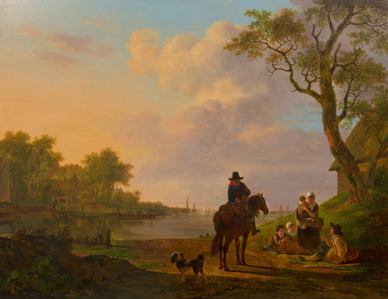 Strij J. van | Jacob van Strij | Schilderijen te koop aangeboden | De postiljon, olieverf op paneel 64,9 x 83,8 cm, gesigneerd rechtsonder Strij J. van | Jacob van Strij | Schilderijen te koop aangeboden | De postiljon, olieverf op paneel 64,9 x 83,8 cm, gesigneerd rechtsonder