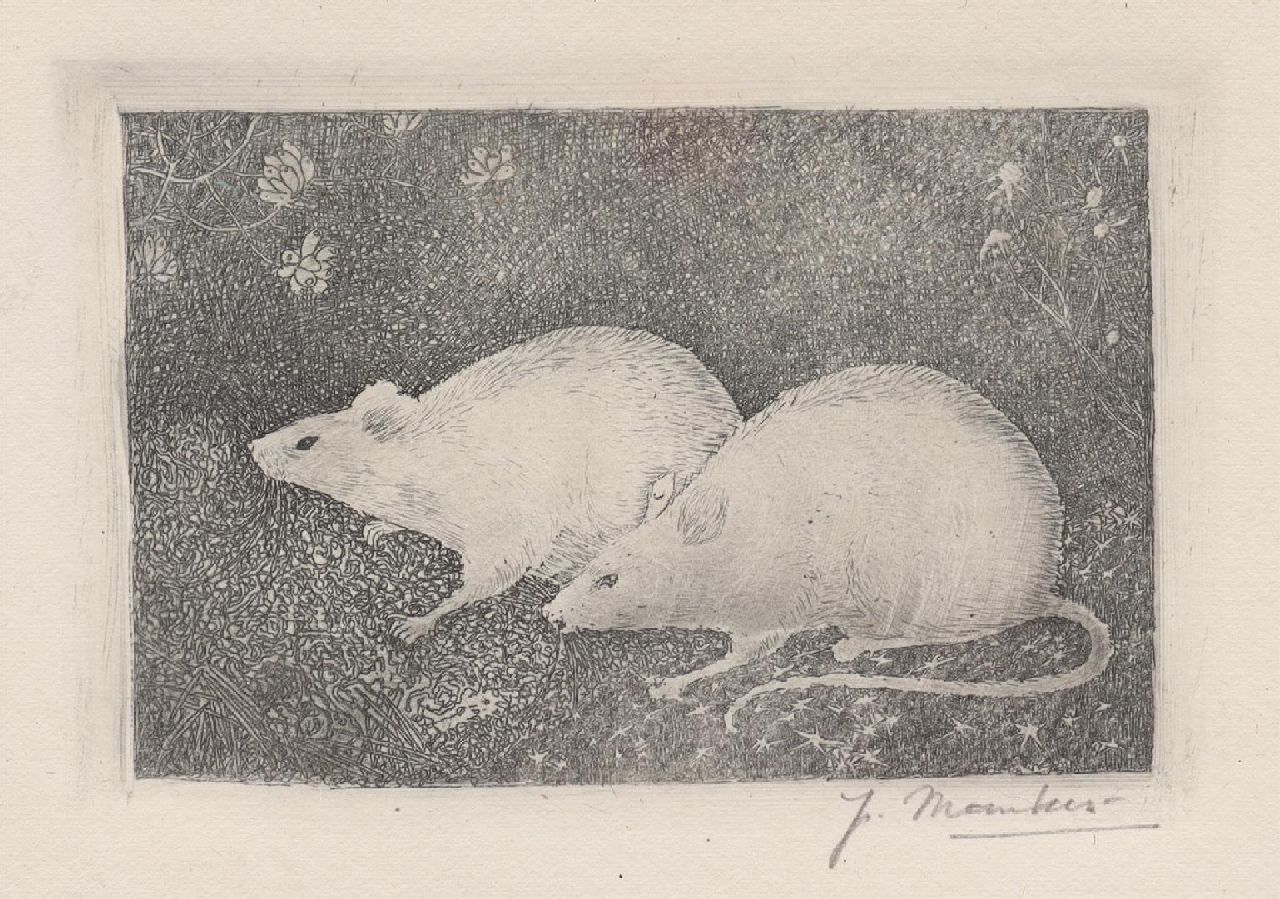 Mankes J. | Jan Mankes, Twee muizen, kopergravure op papier 10,7 x 13,2 cm, gesigneerd rechtsonder (in potlood) en te dateren 1916 Mankes J. | Jan Mankes, Twee muizen, kopergravure op papier 10,7 x 13,2 cm, gesigneerd rechtsonder (in potlood) en te dateren 1916
