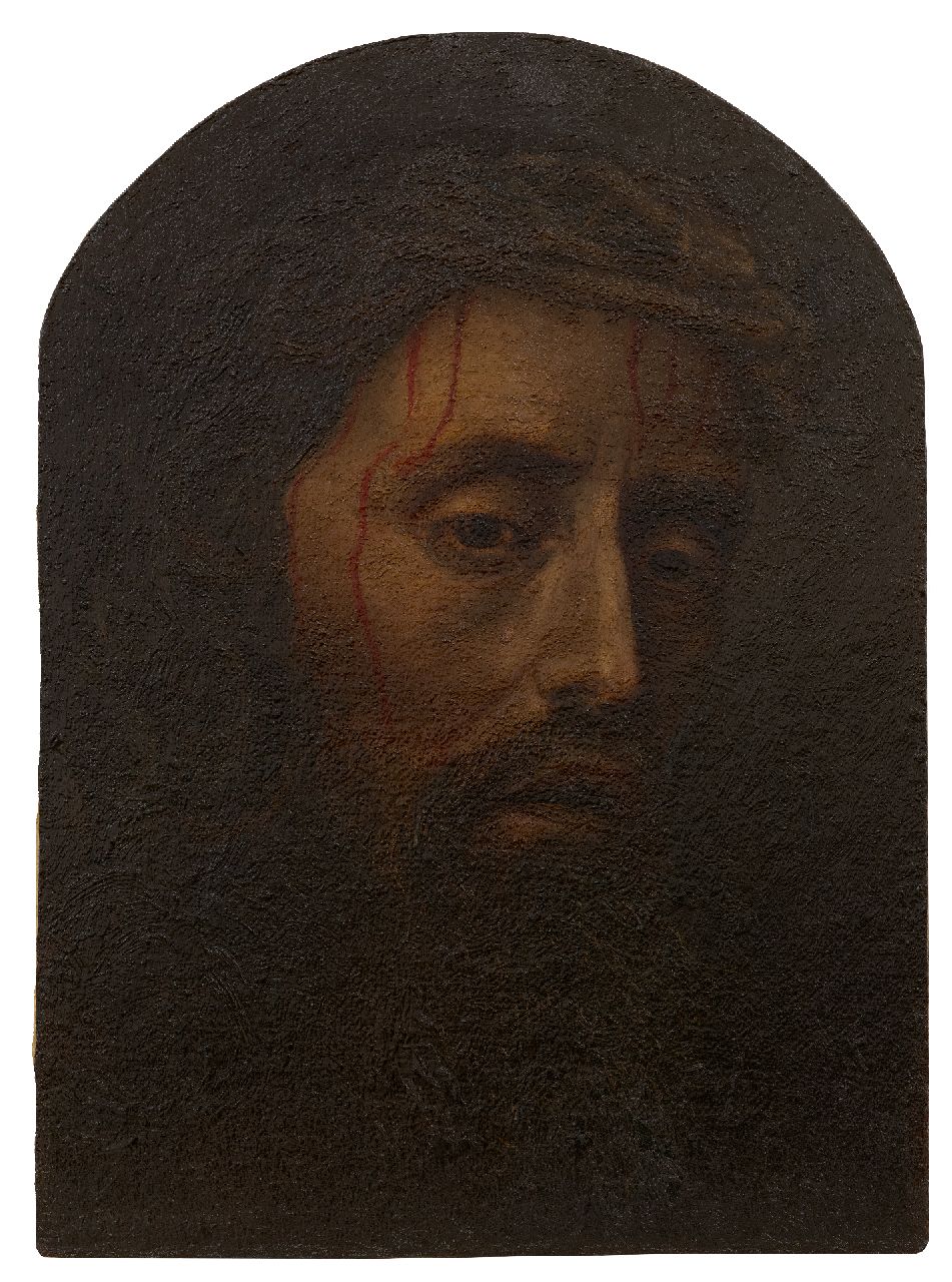 Schouten J.H. | 'Jan' Hadris Schouten | Schilderijen te koop aangeboden | Hoofd van Lijdende Christus met Doornenkroon, olieverf op board op paneel 45,5 x 33,1 cm Schouten J.H. | 'Jan' Hadris Schouten | Schilderijen te koop aangeboden | Hoofd van Lijdende Christus met Doornenkroon, olieverf op board op paneel 45,5 x 33,1 cm