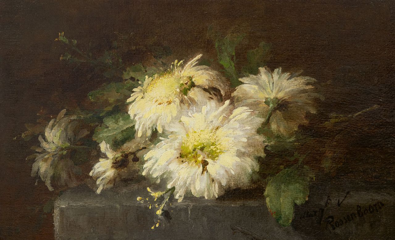 Roosenboom M.C.J.W.H. | 'Margaretha' Cornelia Johanna Wilhelmina Henriëtta Roosenboom | Schilderijen te koop aangeboden | Chrysanten op een stenen plint, olieverf op doek 35,7 x 56,4 cm, gesigneerd rechtsonder Roosenboom M.C.J.W.H. | 'Margaretha' Cornelia Johanna Wilhelmina Henriëtta Roosenboom | Schilderijen te koop aangeboden | Chrysanten op een stenen plint, olieverf op doek 35,7 x 56,4 cm, gesigneerd rechtsonder