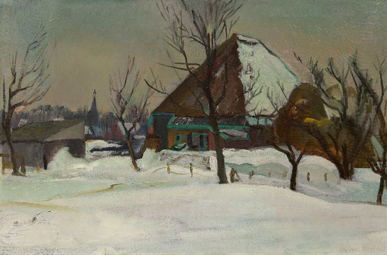 Kuijten H.J. | Henricus Johannes 'Harrie' Kuijten, Boerderij in de sneeuw (vermoedelijk Groet), olieverf op doek 40,0 x 60,2 cm, gesigneerd rechtsonder en op spieraam gedateerd 1942 Kuijten H.J. | Henricus Johannes 'Harrie' Kuijten, Boerderij in de sneeuw (vermoedelijk Groet), olieverf op doek 40,0 x 60,2 cm, gesigneerd rechtsonder en op spieraam gedateerd 1942