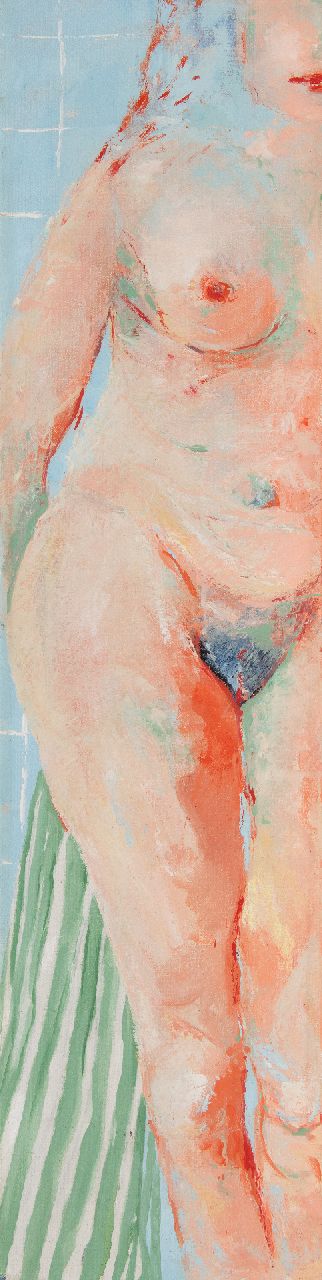 Hemert E. van | Evert van Hemert, Gluurder (vrouw in douchecabine), acryl op doek 116,5 x 31,0 cm, gesigneerd rechtsonder en gedateerd '82