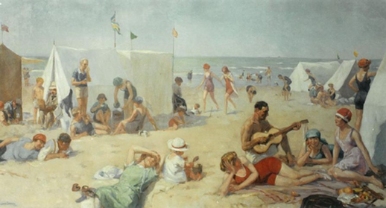 Soonius L. | Lodewijk 'Louis' Soonius, Dagje strand, olieverf op doek 200,0 x 440,0 cm, gesigneerd linksonder Soonius L. | Lodewijk 'Louis' Soonius, Dagje strand, olieverf op doek 200,0 x 440,0 cm, gesigneerd linksonder