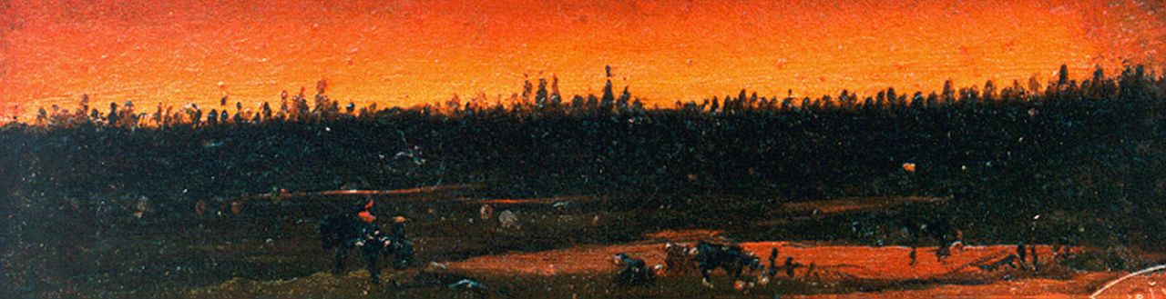 Tavenraat J. | Johannes Tavenraat, Avondstemming, olieverf op paneel 6,0 x 20,0 cm Tavenraat J. | Johannes Tavenraat, Avondstemming, olieverf op paneel 6,0 x 20,0 cm