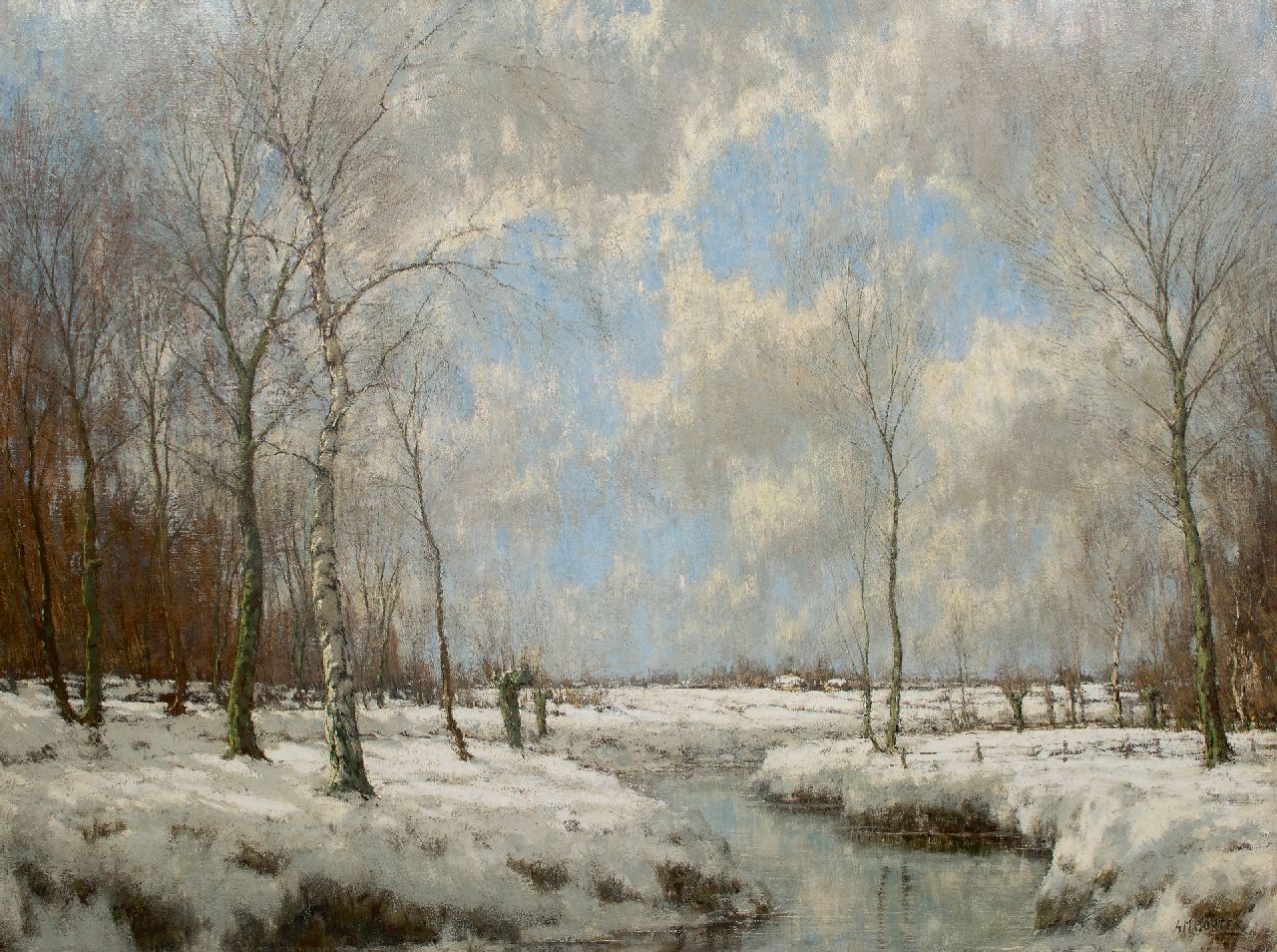 Gorter A.M. | 'Arnold' Marc Gorter, De Vordense Beek in de winter, olieverf op doek 114,9 x 154,7 cm, gesigneerd rechtsonder (tweemaal) Gorter A.M. | 'Arnold' Marc Gorter, De Vordense Beek in de winter, olieverf op doek 114,9 x 154,7 cm, gesigneerd rechtsonder (tweemaal)